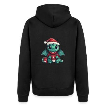 Drache Weihnachten Comic - Unisex Premium Bio Zip Hoodie - Schwarz - Hinten - Nico (187cm)