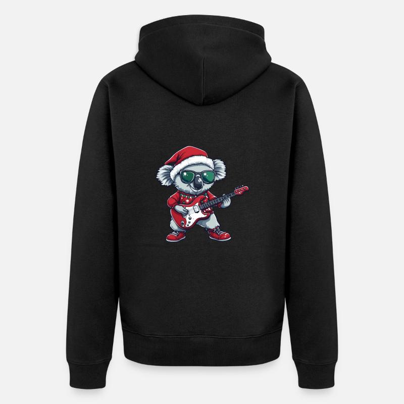Guitare Rocker de Noël Koala - Veste à capuche bio Premium Unisexe - noir