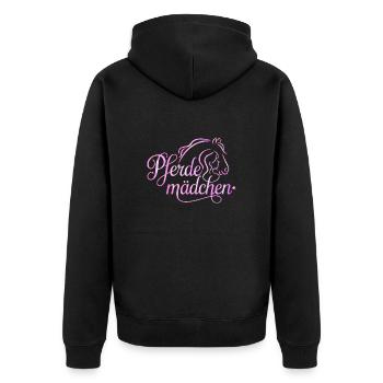 Pferdemädchen - Mädchen liebt Pferde - Unisex Premium Bio Zip Hoodie - Schwarz - Hinten - Nico (187cm)