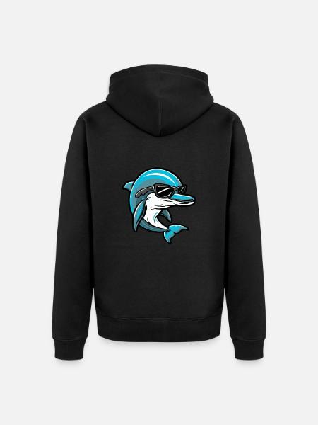 dolphin animal - Unisex Premium Organic Zip Hoodie - black