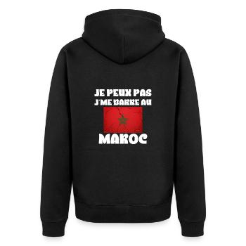 I Can't I Leave in Morocco Reisegeschenk - Unisex Premium Bio Zip Hoodie - Schwarz - Hinten - Nico (187cm)