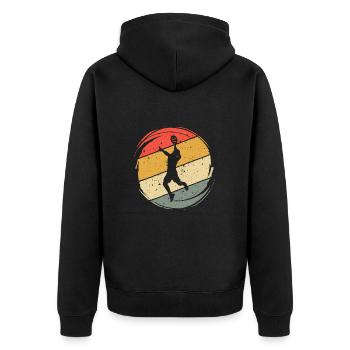 Padel Spieler Retro Padelspieler Padel-Tennis - Unisex Premium Bio Zip Hoodie - Schwarz - Hinten - Nico (187cm)