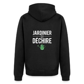 Jardinier qui déchire papa jardinier jardin humour - Veste à capuche bio Premium Unisexe - noir - Dos - Nico (187cm)