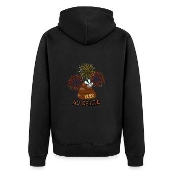 Au revoir Silvester Neujahr 2022 - Unisex Premium Bio Zip Hoodie - Schwarz - Hinten - Nico (187cm)