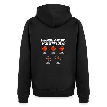 comment j'occupe mon temps libre - Veste à capuche bio Premium Unisexe - noir - Dos - Nico (187cm)