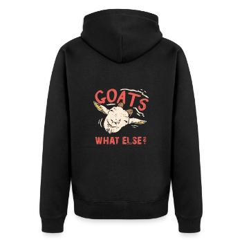 Ziegen was sonst? Lustiges Ziegendesign - Unisex Premium Bio Zip Hoodie - Schwarz - Hinten - Nico (187cm)