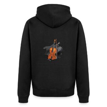 Violine oder Violine auf Schwedisch - Unisex Premium Bio Zip Hoodie - Schwarz - Hinten - Nico (187cm)
