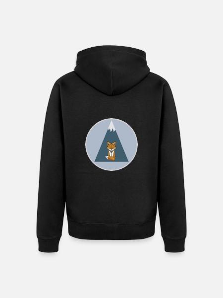 The Mountain Calls: Mountain Fox - Unisex Premium Organic Zip Hoodie - black