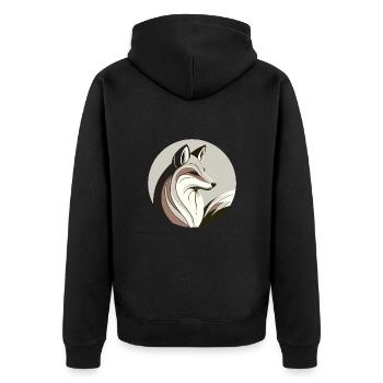 Fuchs im Kreis - Unisex Premium Bio Zip Hoodie - Schwarz - Hinten - Nico (187cm)