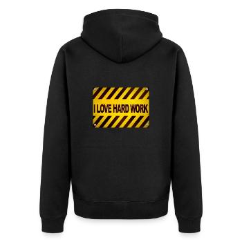 I love hard work - Unisex Premium Organic Zip Hoodie - black - Back - Nico (187cm)