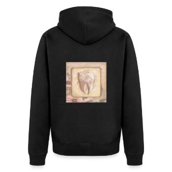 Vintage Art für Zahnarzt & Zahnarzthelferin - Unisex Premium Bio Zip Hoodie - Schwarz - Hinten - Nico (187cm)