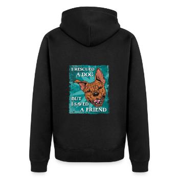 J’AI SAUVÉ UN CHIEN - MAIS J’AI SAUVÉ UN AMI - Veste à capuche bio Premium Unisexe - noir - Dos - Nico (187cm)