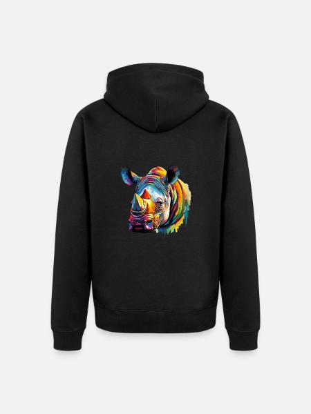Rhinoceros - Unisex Premium Organic Zip Hoodie - black