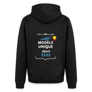 certifié modèle unique depuis 2003 - Veste à capuche bio Premium Unisexe - noir - Dos - Nico (187cm)