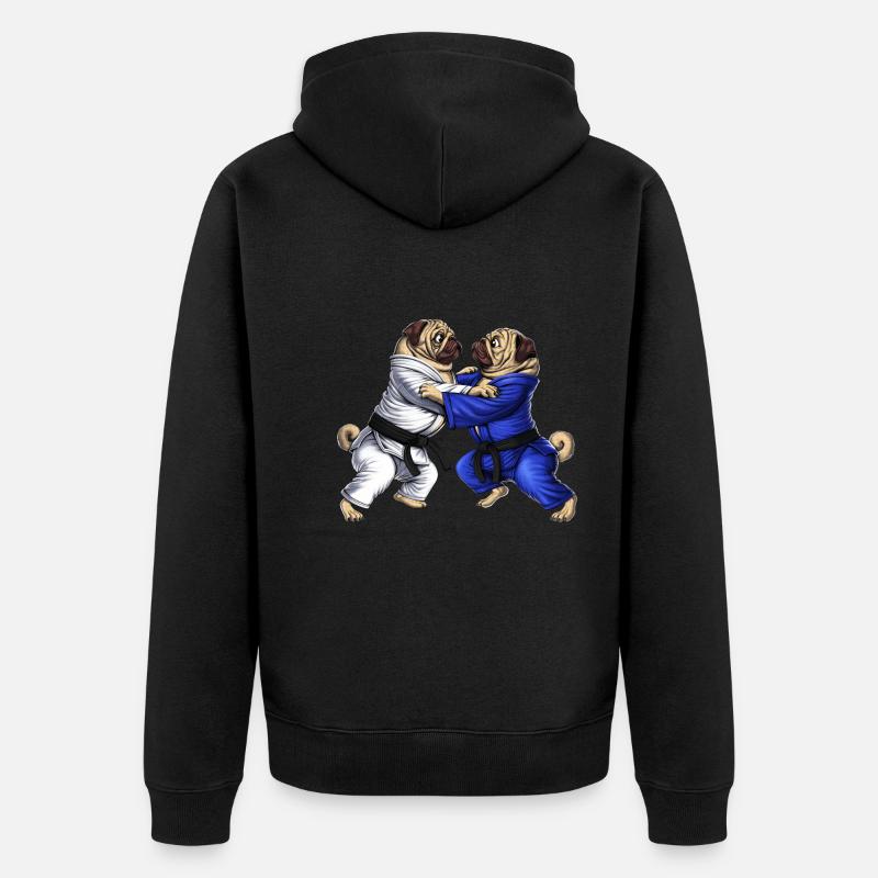 Möpse Jiu-Jitsu Ringer - Unisex Premium Bio Zip Hoodie - Schwarz