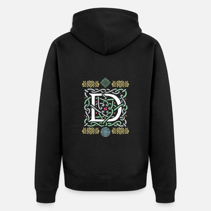 D - Unisex Premium Organic Zip Hoodie - black