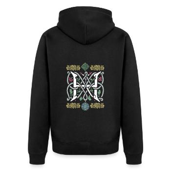H - Unisex Premium Organic Zip Hoodie - black - Back - Nico (187cm)