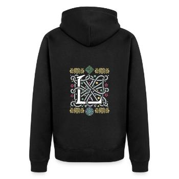 L - Unisex Premium Bio Zip Hoodie - Schwarz - Hinten - Nico (187cm)