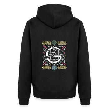 G - Unisex Premium Organic Zip Hoodie - black - Back - Nico (187cm)