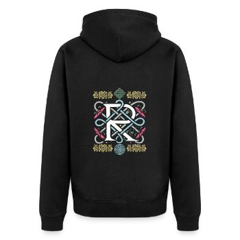 R - Unisex Premium Organic Zip Hoodie - black - Back - Nico (187cm)