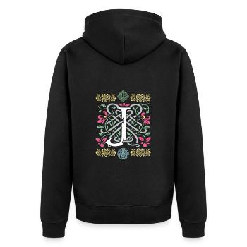 J - Unisex Premium Organic Zip Hoodie - black - Back - Nico (187cm)