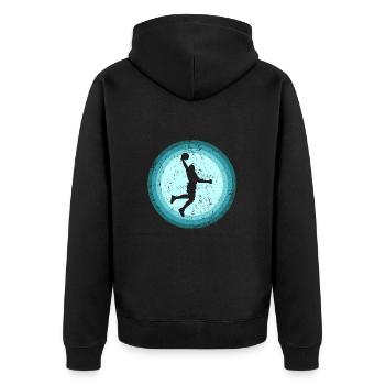 Joueur de basket-ball rétro Dunking Joueur de basket-ball - Veste à capuche bio Premium Unisexe - noir - Dos - Nico (187cm)