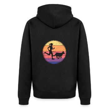 Canicross Runner Cross-Country Running Women - Unisex Premium Organic Zip Hoodie - black - Back - Nico (187cm)