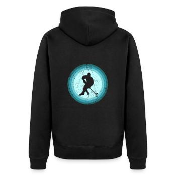 Joueurs de hockey sur glace Hockey Rétro Joueurs de hockey sur glace - Veste à capuche bio Premium Unisexe - noir - Dos - Nico (187cm)