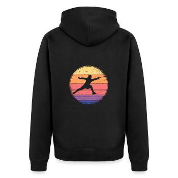 Fencing Fencing Fencing Retro Motif - Unisex Premium Organic Zip Hoodie - black - Back - Nico (187cm)