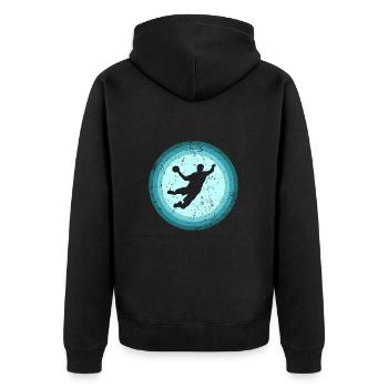 Handball Spieler Retro Handballer Handballspieler - Unisex Premium Bio Zip Hoodie - Schwarz - Hinten - Nico (187cm)