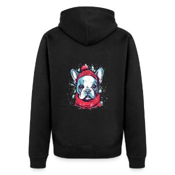 Noël du bouledogue français - Veste à capuche bio Premium Unisexe - noir - Dos - Nico (187cm)