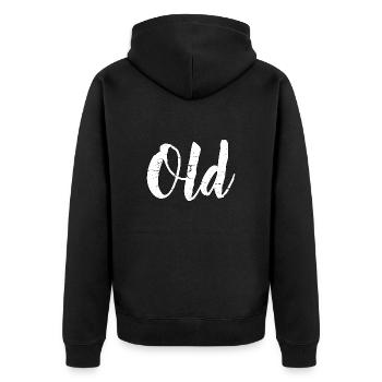 Old - Alt - Unisex Premium Bio Zip Hoodie - Schwarz - Hinten - Nico (187cm)