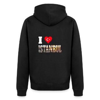 J’adore istanbul - ich liebe Istanbul - Veste à capuche bio Premium Unisexe - noir - Dos - Nico (187cm)