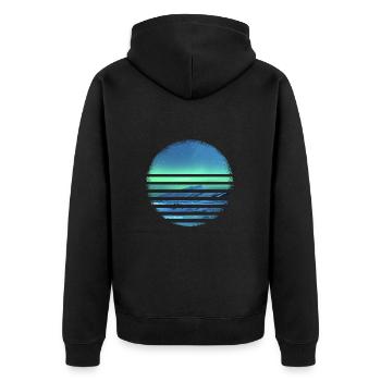 Polarlicht Aurora Borealis Nordlichter - Unisex Premium Bio Zip Hoodie - Schwarz - Hinten - Nico (187cm)