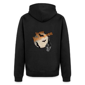 Happy Halloween Bat Moon - Unisex Premium Organic Zip Hoodie - black - Back - Nico (187cm)