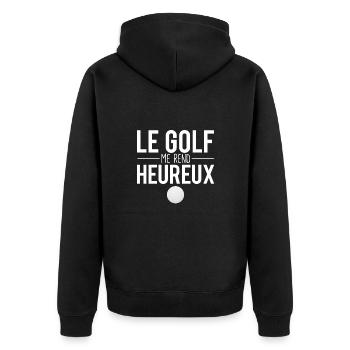 Le golf me rend heureux joueur golf humour - Veste à capuche bio Premium Unisexe - noir - Dos - Nico (187cm)