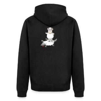 Victory of the sheep - Unisex Premium Organic Zip Hoodie - black - Back - Nico (187cm)