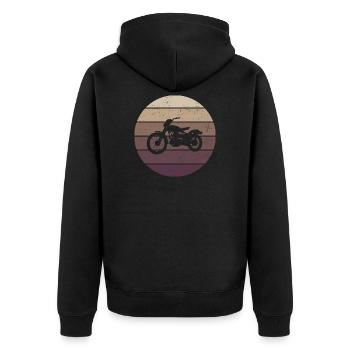 Retro - Motorcycle - Oldtimer - Cruising - Unisex Premium Organic Zip Hoodie - black - Back - Nico (187cm)