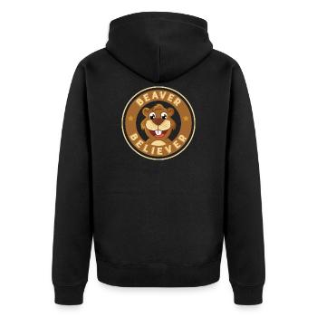 Biber Glauben - Unisex Premium Bio Zip Hoodie - Schwarz - Hinten - Nico (187cm)