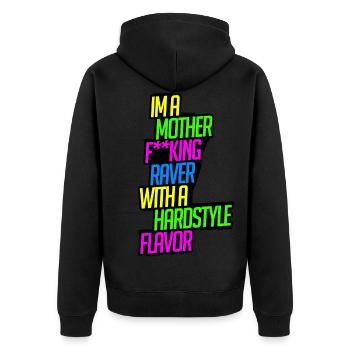 Raver avec une saveur Hardstyle - Veste à capuche bio Premium Unisexe - noir - Dos - Nico (187cm)