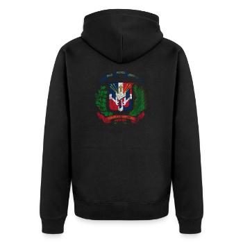 Manteau Dominicaine des bras République Dominicaine Symbole - Veste à capuche bio Premium Unisexe - noir - Dos - Nico (187cm)