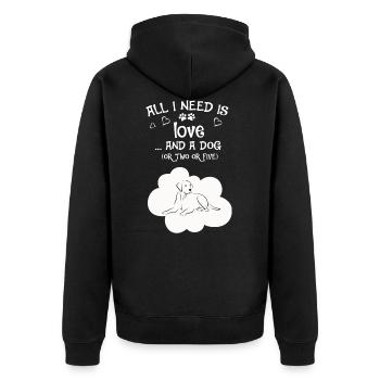 All I need is a dog IV - Unisex Premium Bio Zip Hoodie - Schwarz - Hinten - Nico (187cm)
