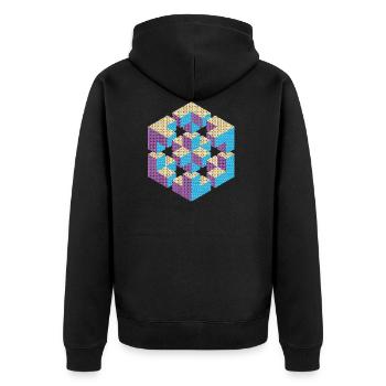 Figure impossible imagination géométrie cube Escher - Veste à capuche bio Premium Unisexe - noir - Dos - Nico (187cm)
