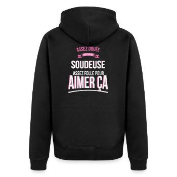 Soudeuse douée folle cadeau femme - Veste à capuche bio Premium Unisexe - noir - Dos - Nico (187cm)