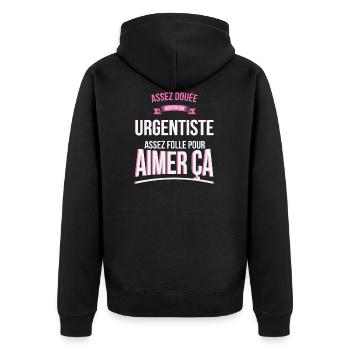Urgentiste douée folle cadeau femme - Veste à capuche bio Premium Unisexe - noir - Dos - Nico (187cm)