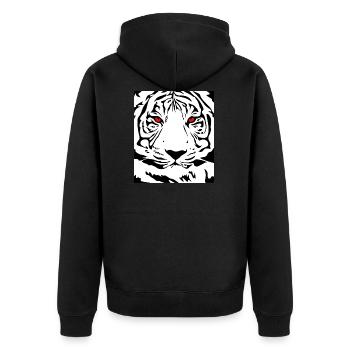 Tieger, animal, animals, cat, wildcat, big cat, nature - Unisex Premium Organic Zip Hoodie - black - Back - Nico (187cm)