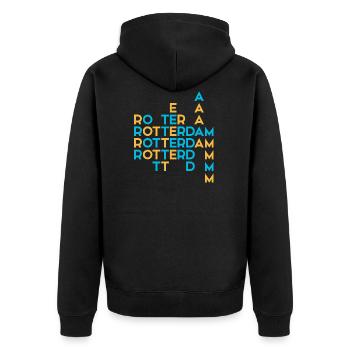 Rotterdam - Pays-Bas - Pays-Bas - Randstad - Veste à capuche bio Premium Unisexe - noir - Dos - Nico (187cm)
