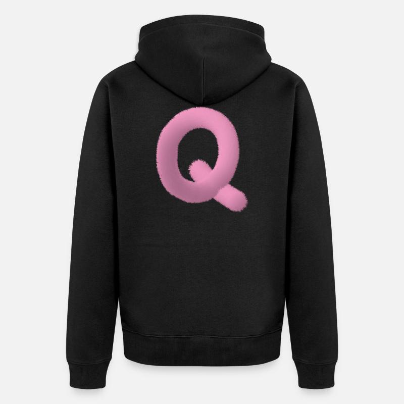 Lettre moelleuse Q - Veste à capuche bio Premium Unisexe - noir