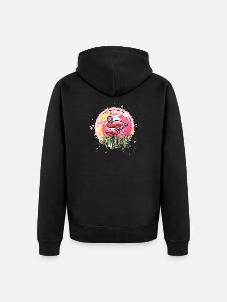 Pink Flamingos - Unisex Premium Bio Zip Hoodie - Schwarz
