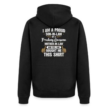 Proud Son-in-Law of a awesome mother-in-law - Unisex Premium Bio Zip Hoodie - Schwarz - Hinten - Nico (187cm)